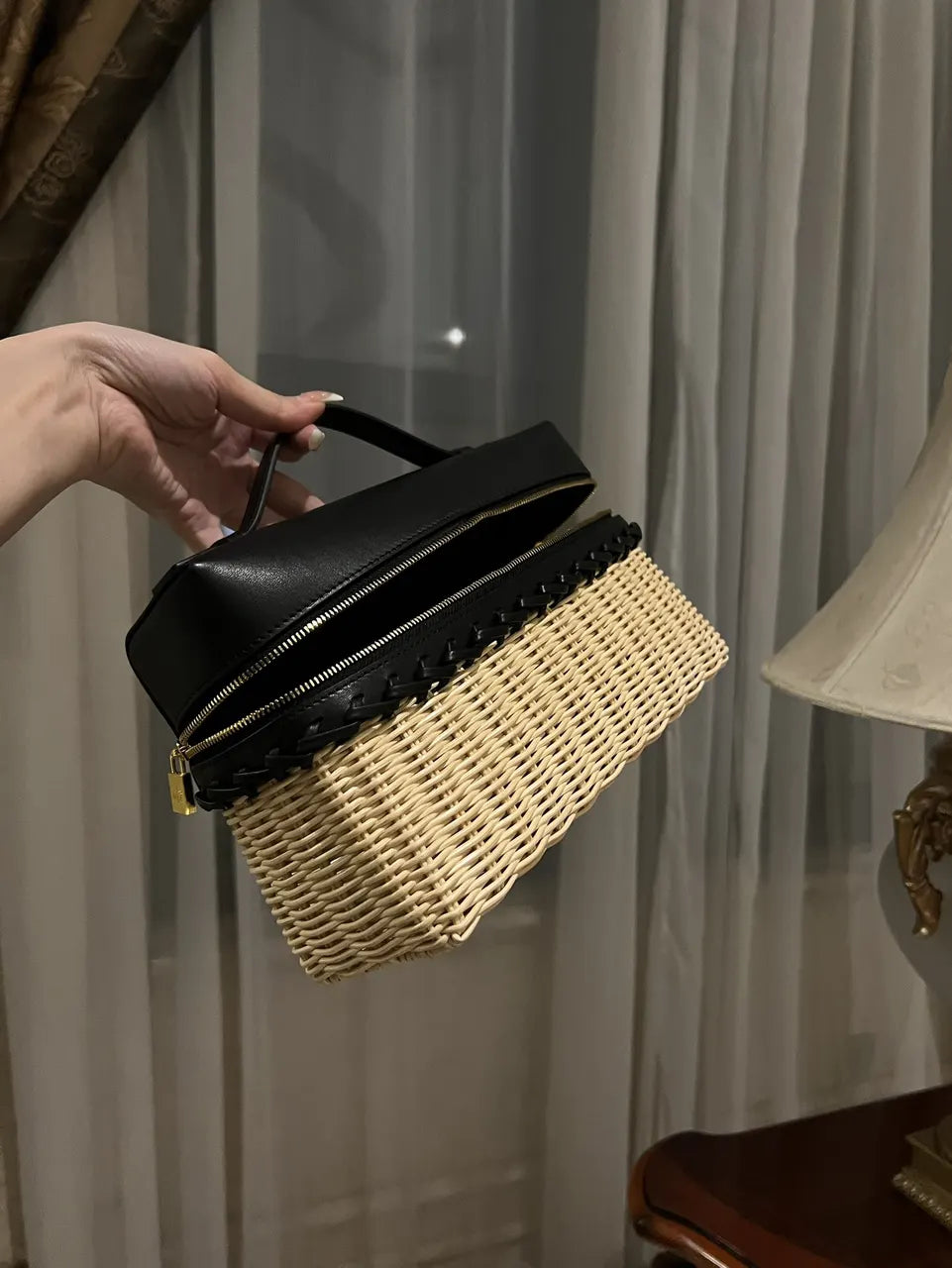 Goyard Black & Wicker Vanity Case - Hình 2