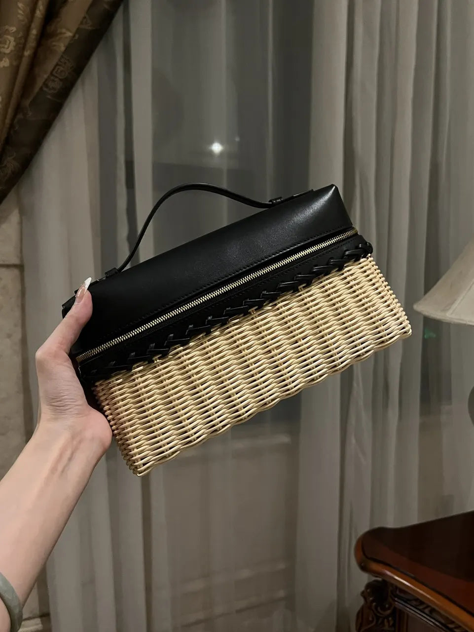 Goyard Black & Wicker Vanity Case - Hình 4