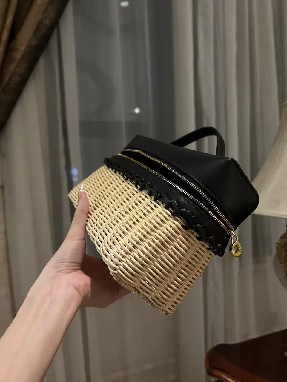 Goyard Black & Wicker Vanity Case - Hình 3