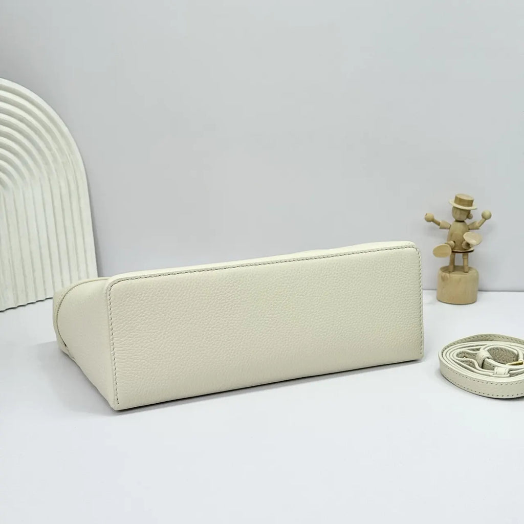 leather Loro Piana Cream Box Bag - Hình 4