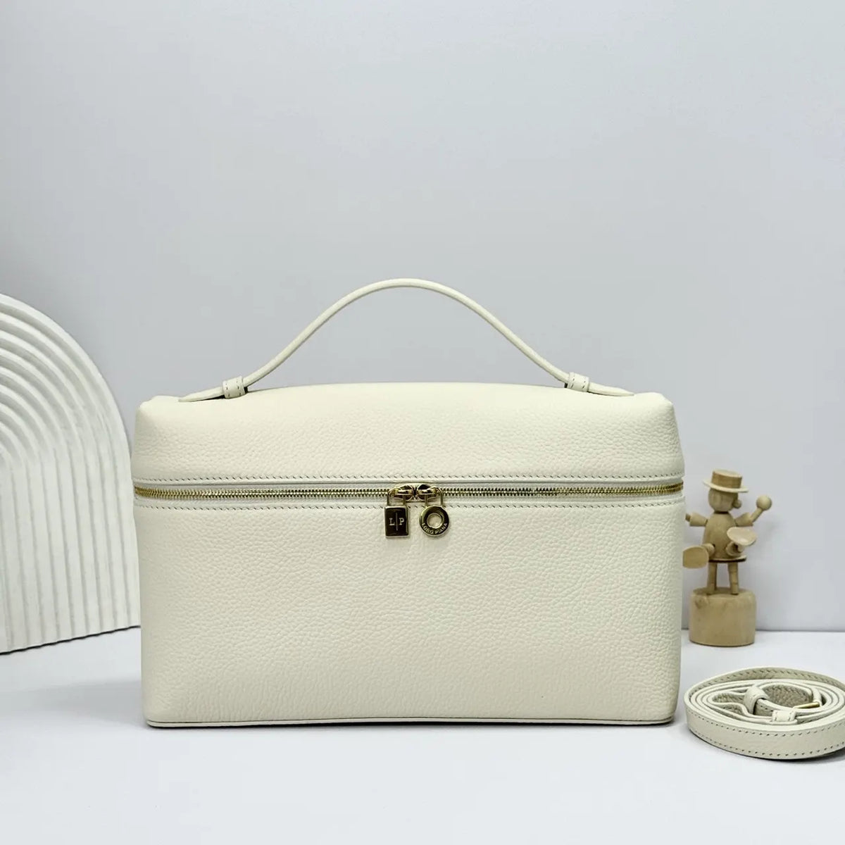 leather Loro Piana Cream Box Bag