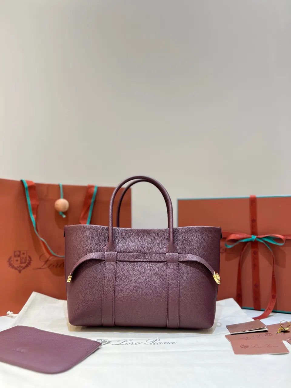 Loro Piana Burgundy Leather Tote