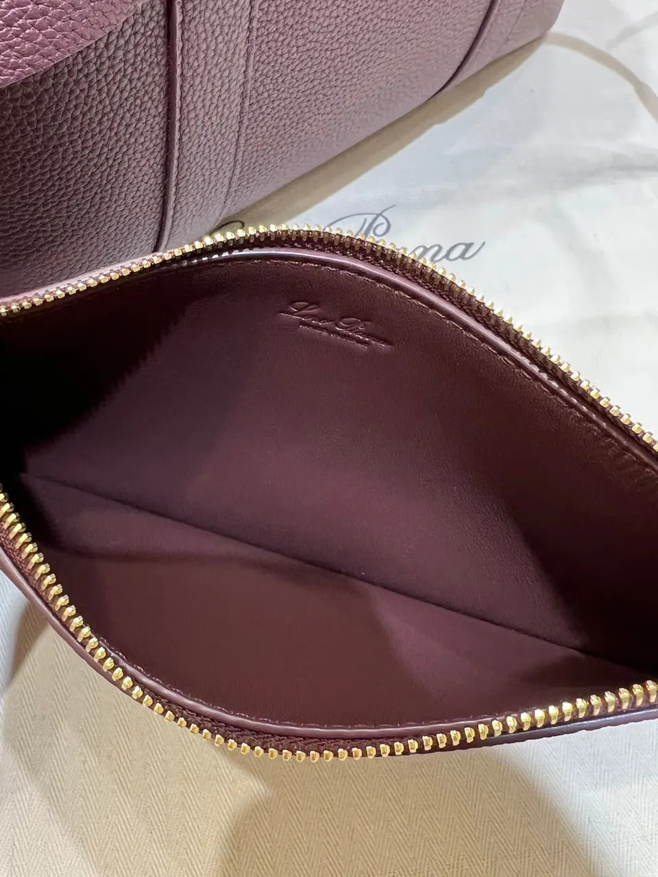 Loro Piana Burgundy Leather Tote - Hình 9