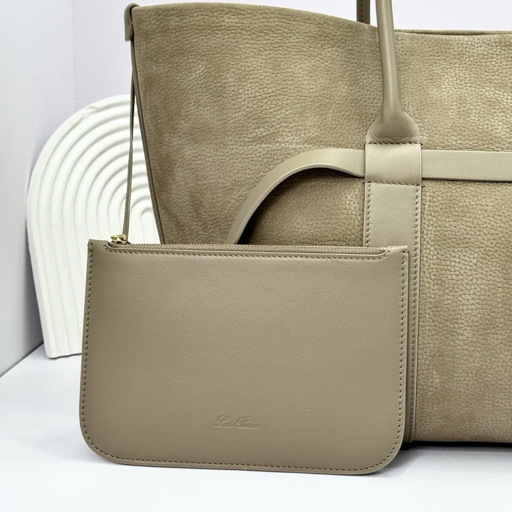 Loro Piana Taupe Suede Tote - Hình 5