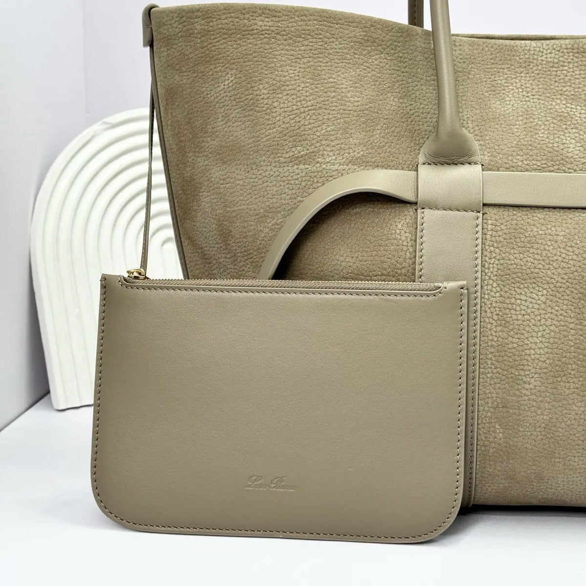 Loro Piana Taupe Suede Tote - Hình 5