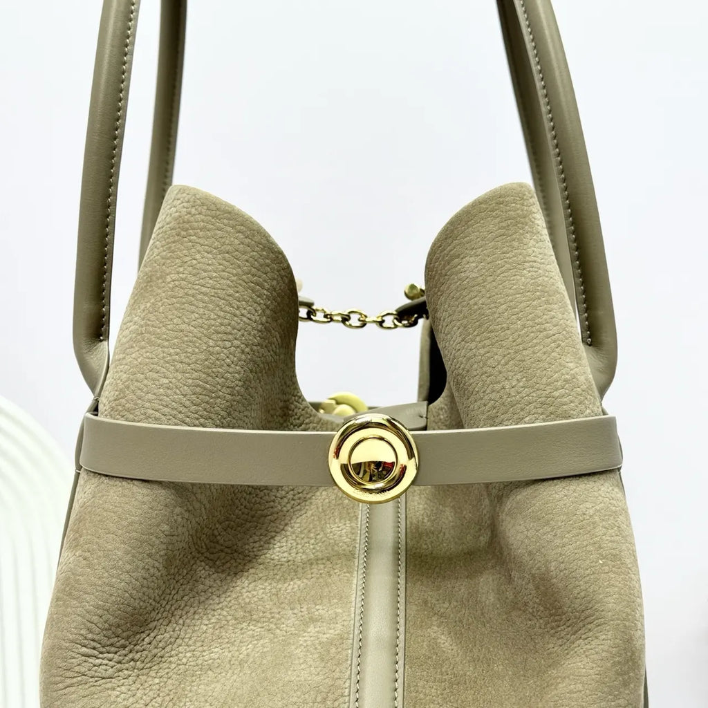 Loro Piana Taupe Suede Tote - Hình 6