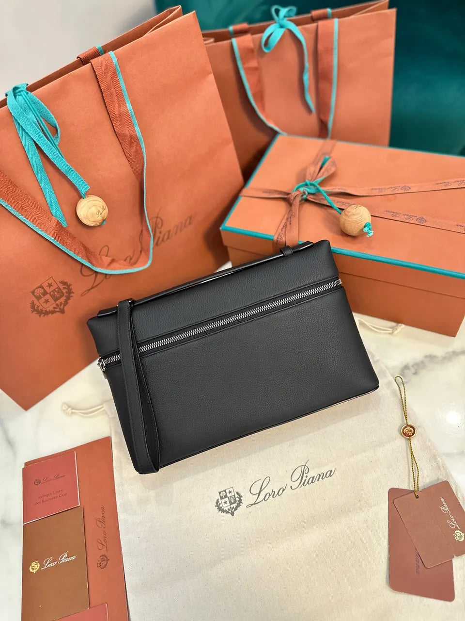 Loro Piana Black Zip Pouch - Hình 2