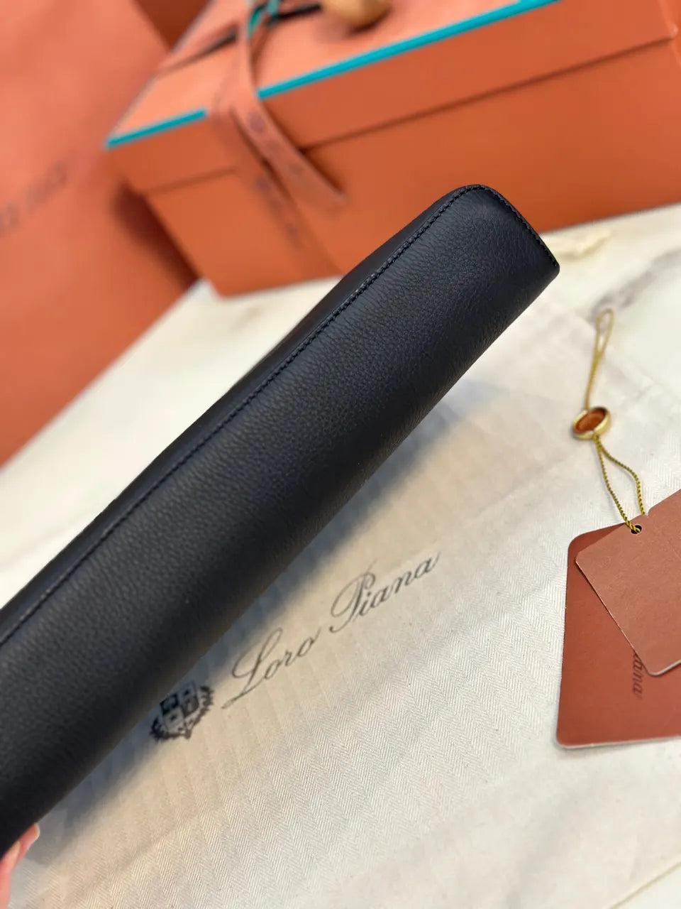 Loro Piana Black Zip Pouch - Hình 7
