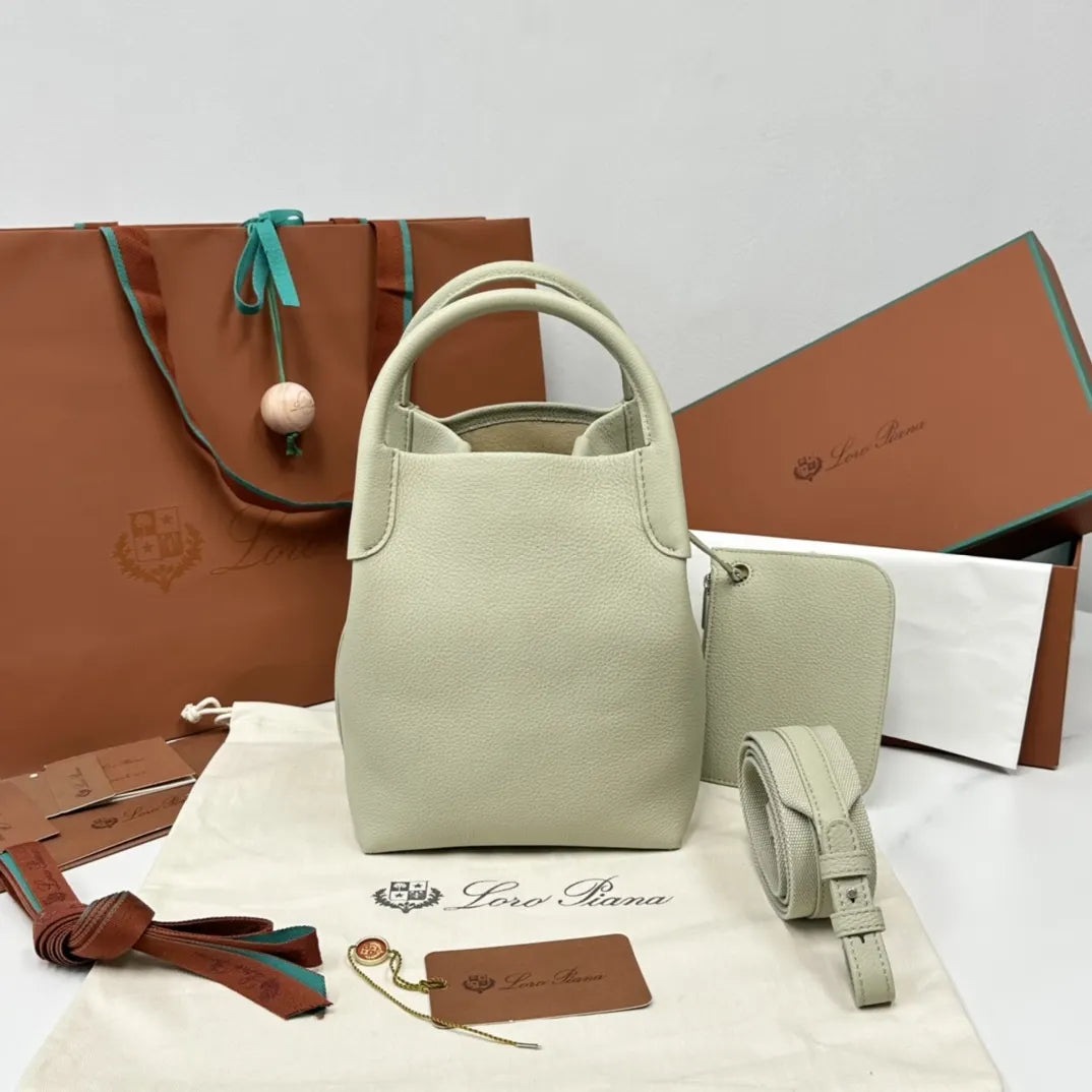 Loro Piana Pistachio Leather Bucket - Hình 2