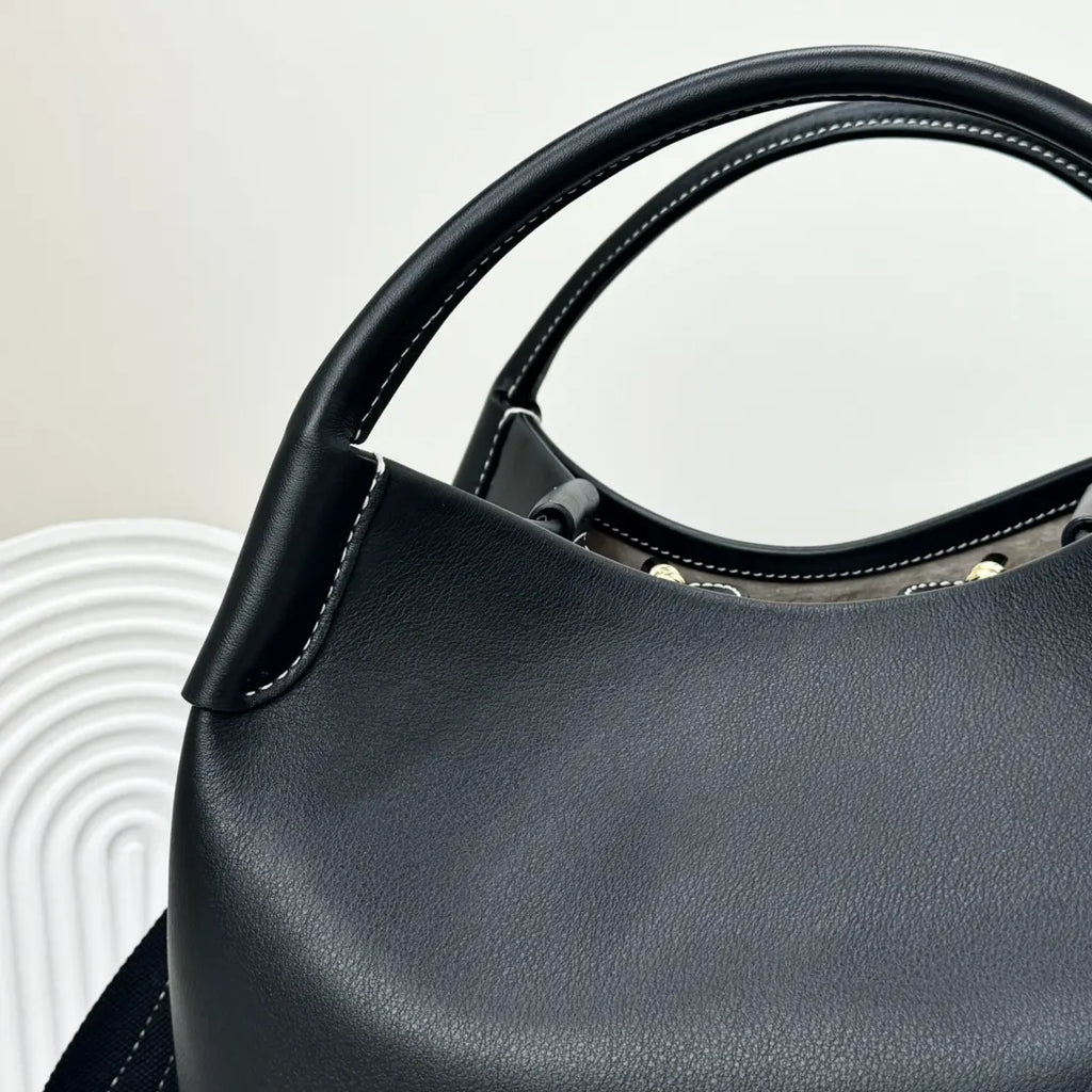 Loro Piana Noir Leather Bucket - Hình 6