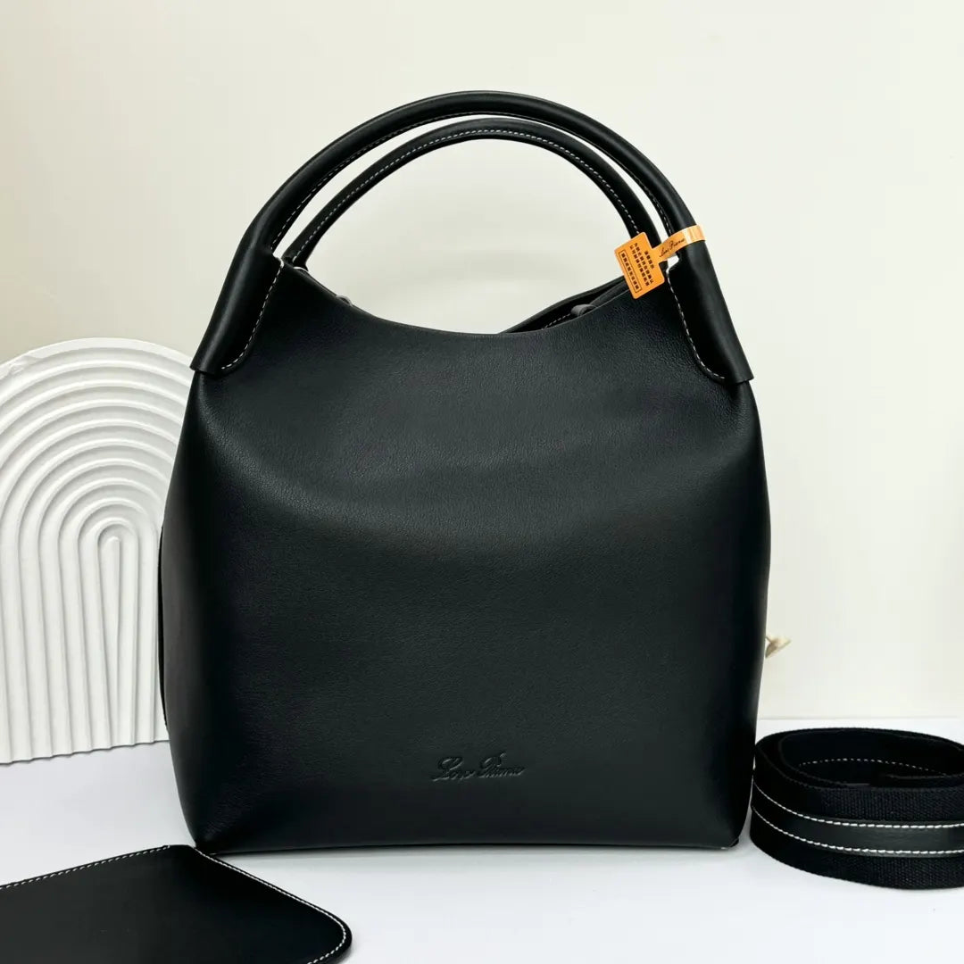 Loro Piana Noir Leather Bucket