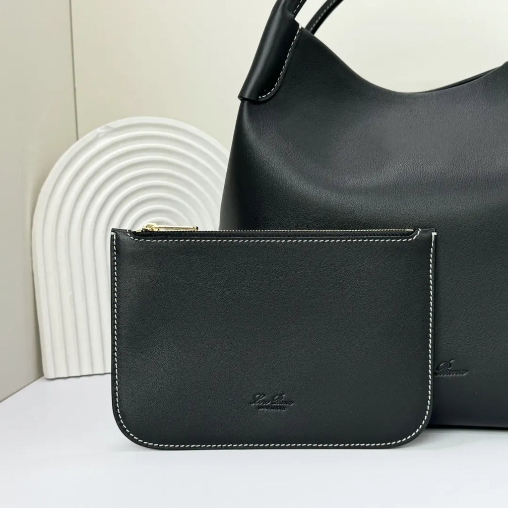 Loro Piana Noir Leather Bucket - Hình 4