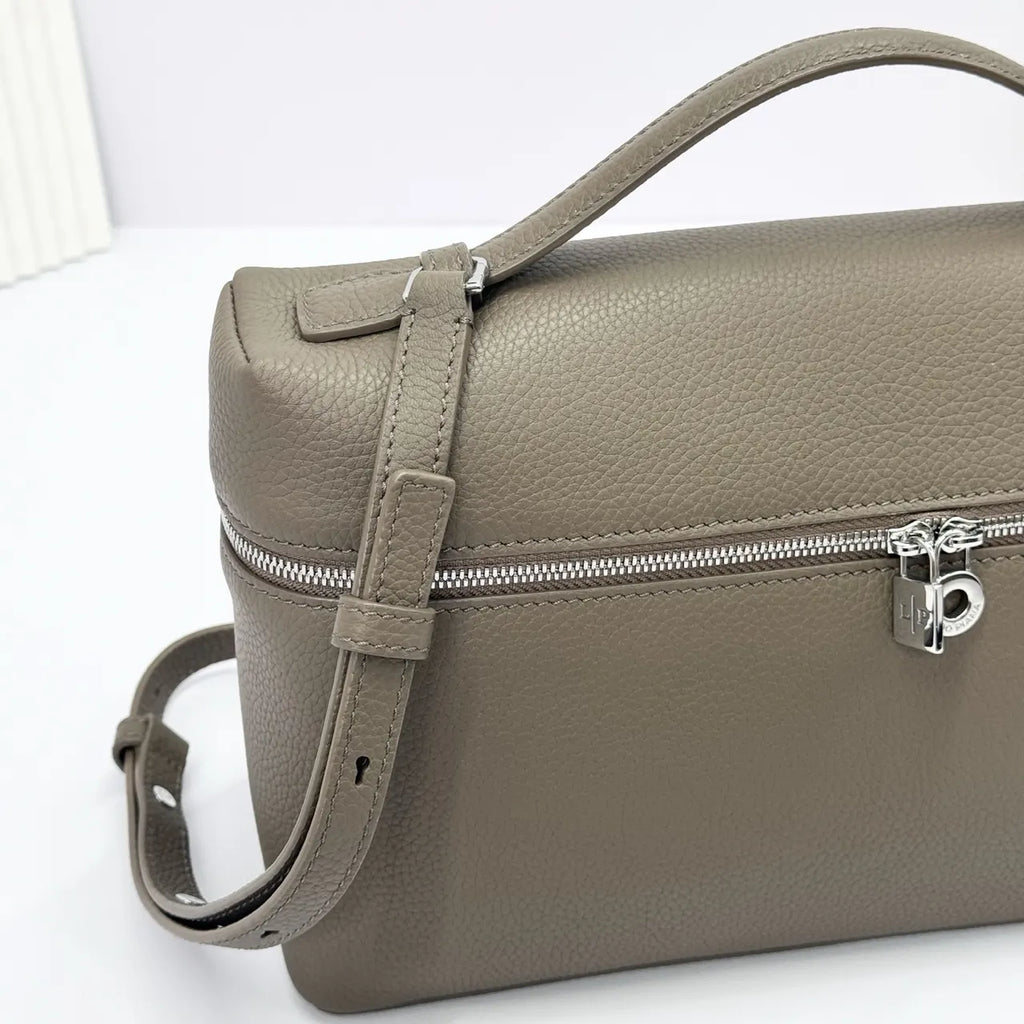 Loro Piana Olive Leather Train Case - Hình 7