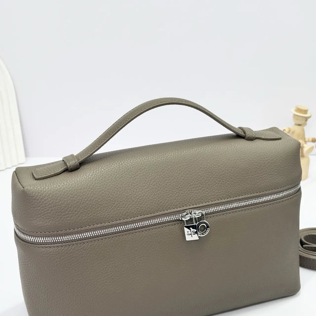 Loro Piana Olive Leather Train Case - Hình 5