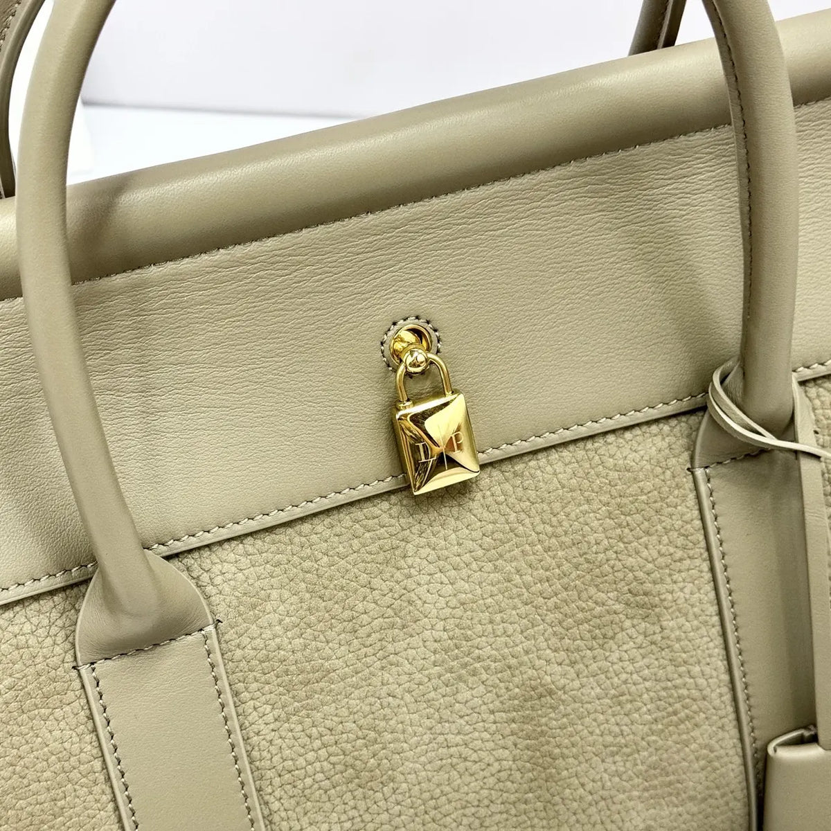 Loro Piana Taupe Leather Handbag - Hình 6