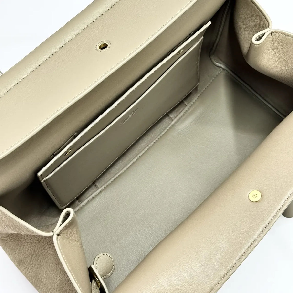 Loro Piana Taupe Leather Handbag - Hình 8