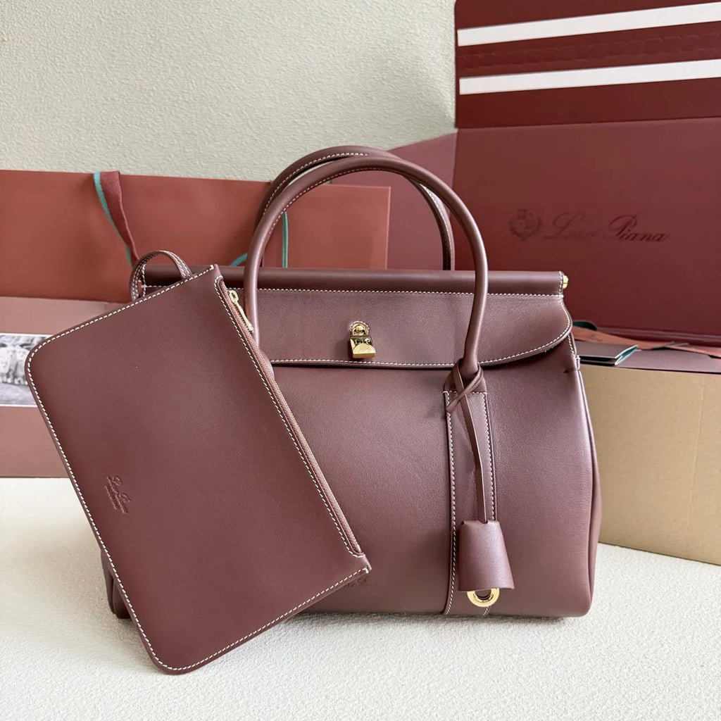 Loro Piana Burgundy Frame Bag - Hình 2