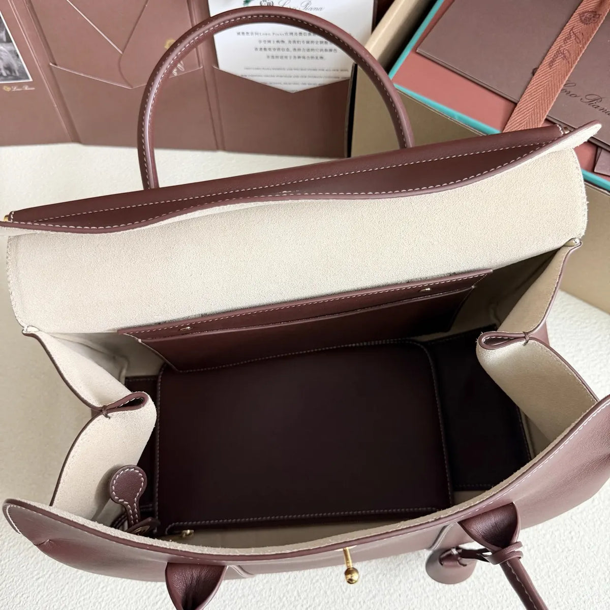 Loro Piana Burgundy Frame Bag - Hình 9