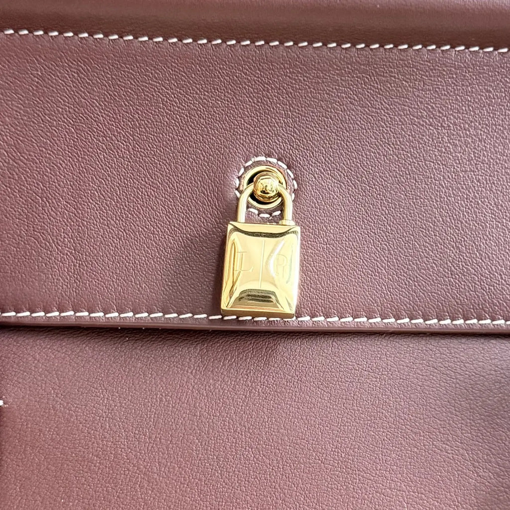 Loro Piana Burgundy Frame Bag - Hình 6
