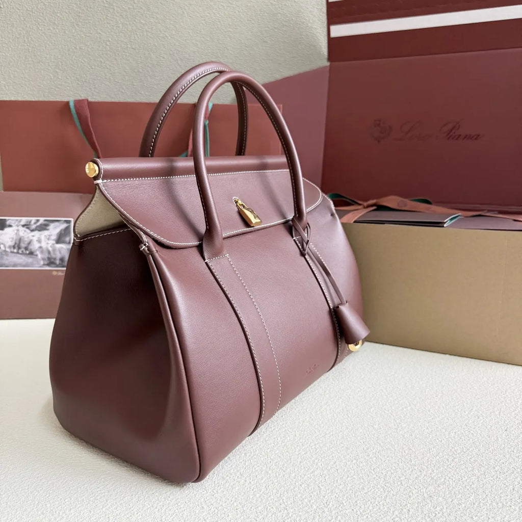 Loro Piana Burgundy Frame Bag - Hình 3