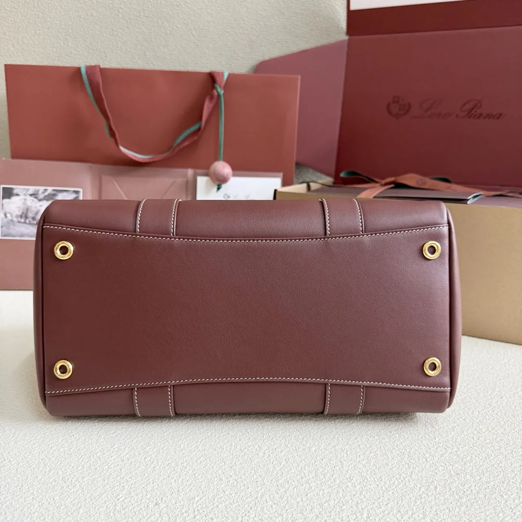 Loro Piana Burgundy Frame Bag - Hình 4