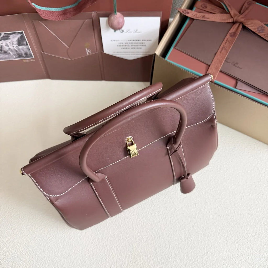 Loro Piana Burgundy Frame Bag - Hình 5
