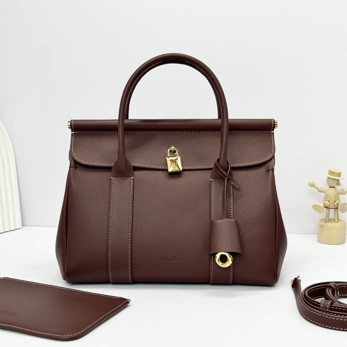 leather Loro Piana Burgundy Sesia Bag