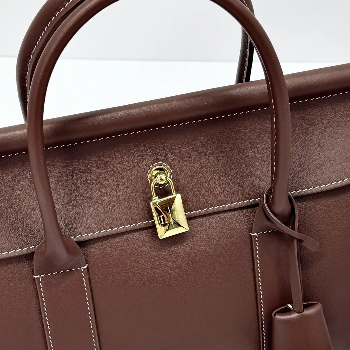 leather Loro Piana Burgundy Sesia Bag - Hình 5
