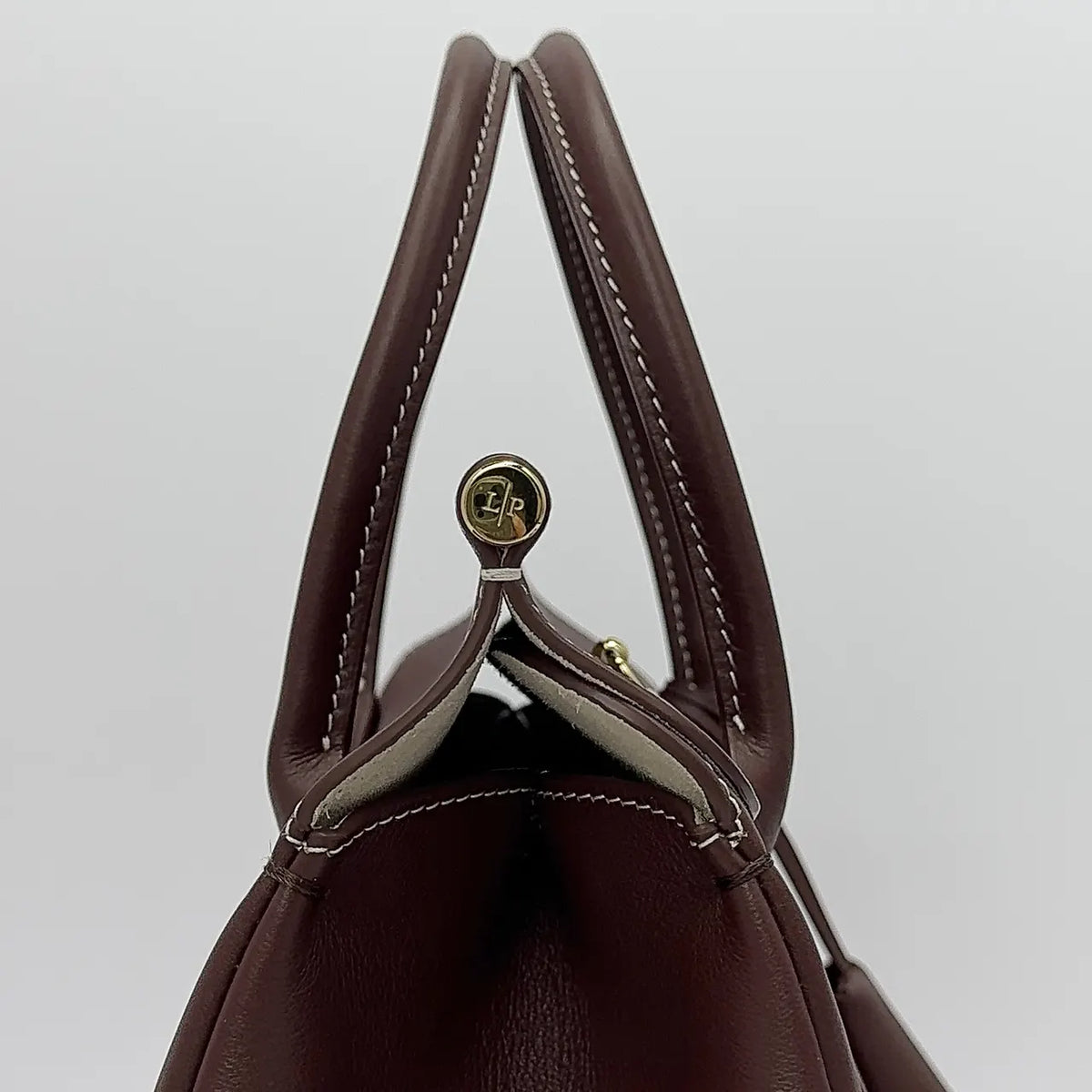 leather Loro Piana Burgundy Sesia Bag - Hình 6
