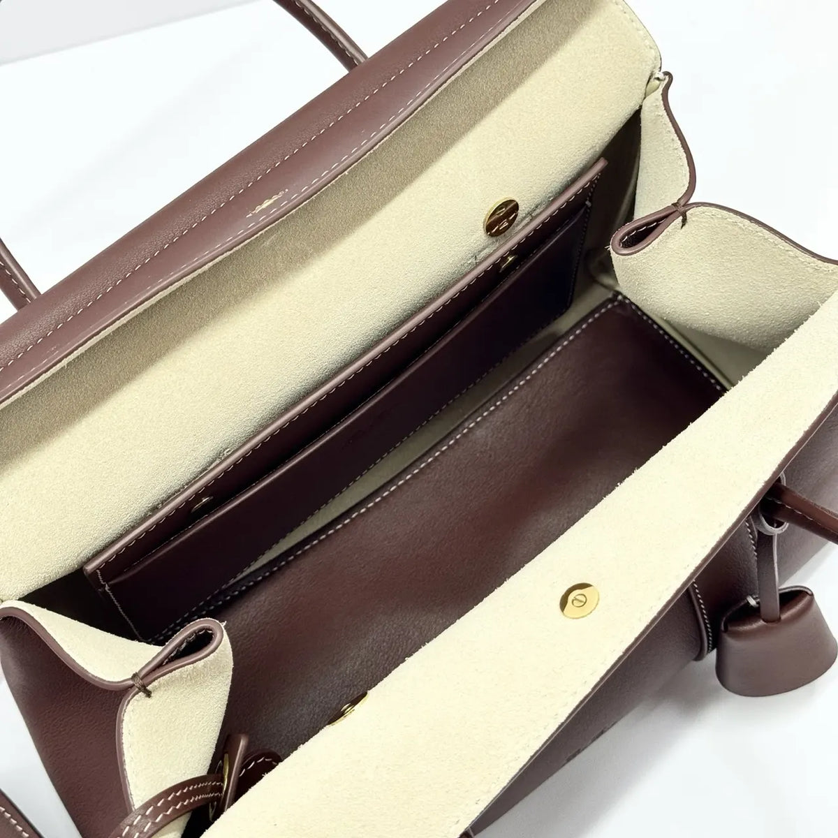 leather Loro Piana Burgundy Sesia Bag - Hình 9
