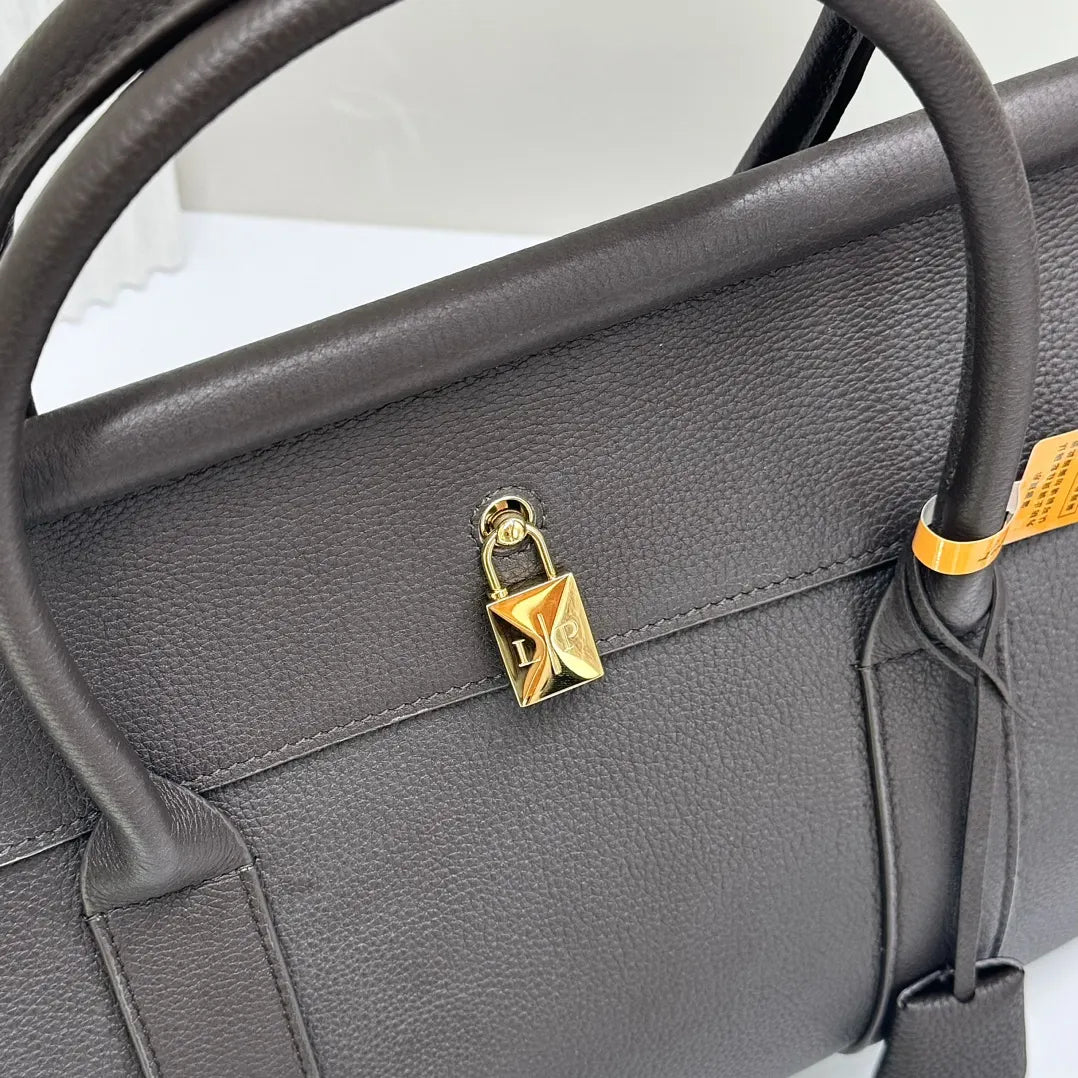 elegant Loro Piana Black Leather Sesia - Hình 5