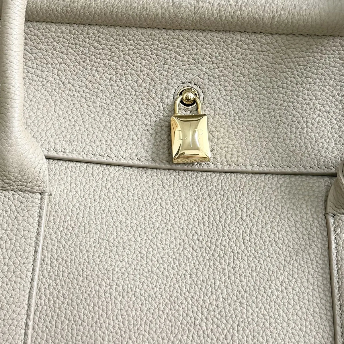Loro Piana Greige Leather Handle Bag - Hình 6