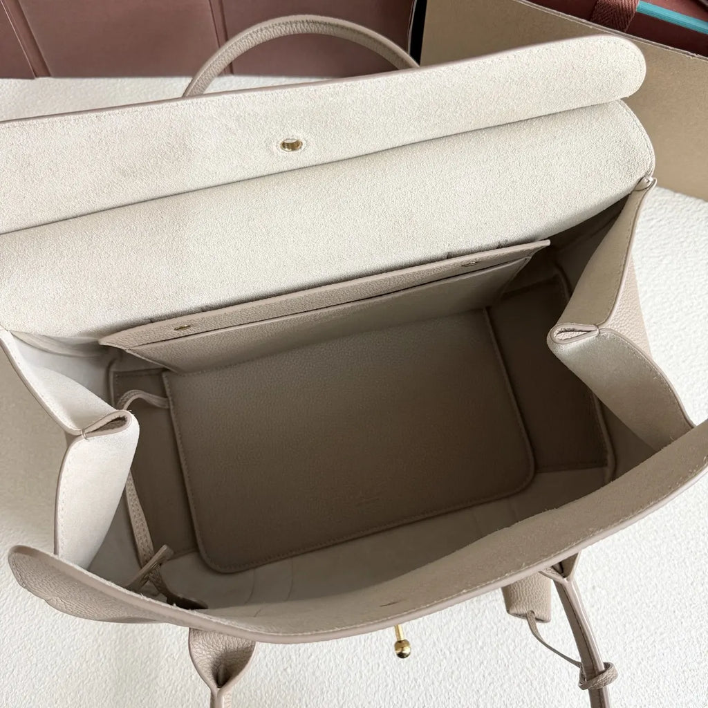 Loro Piana Greige Leather Handle Bag - Hình 9