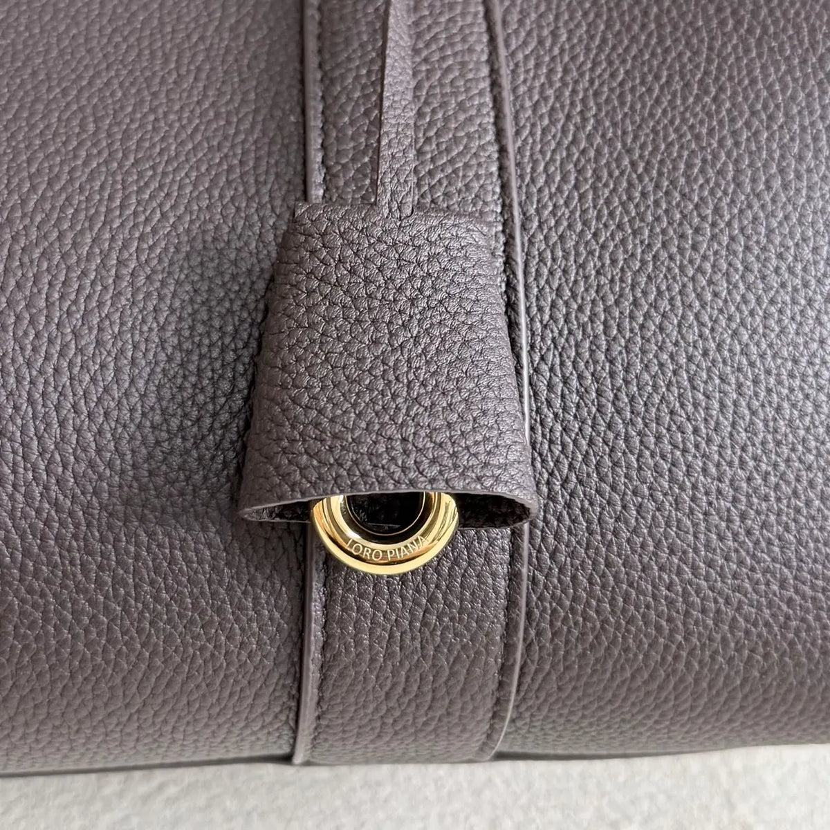 Loro Piana Brown Lock Bag - Hình 7