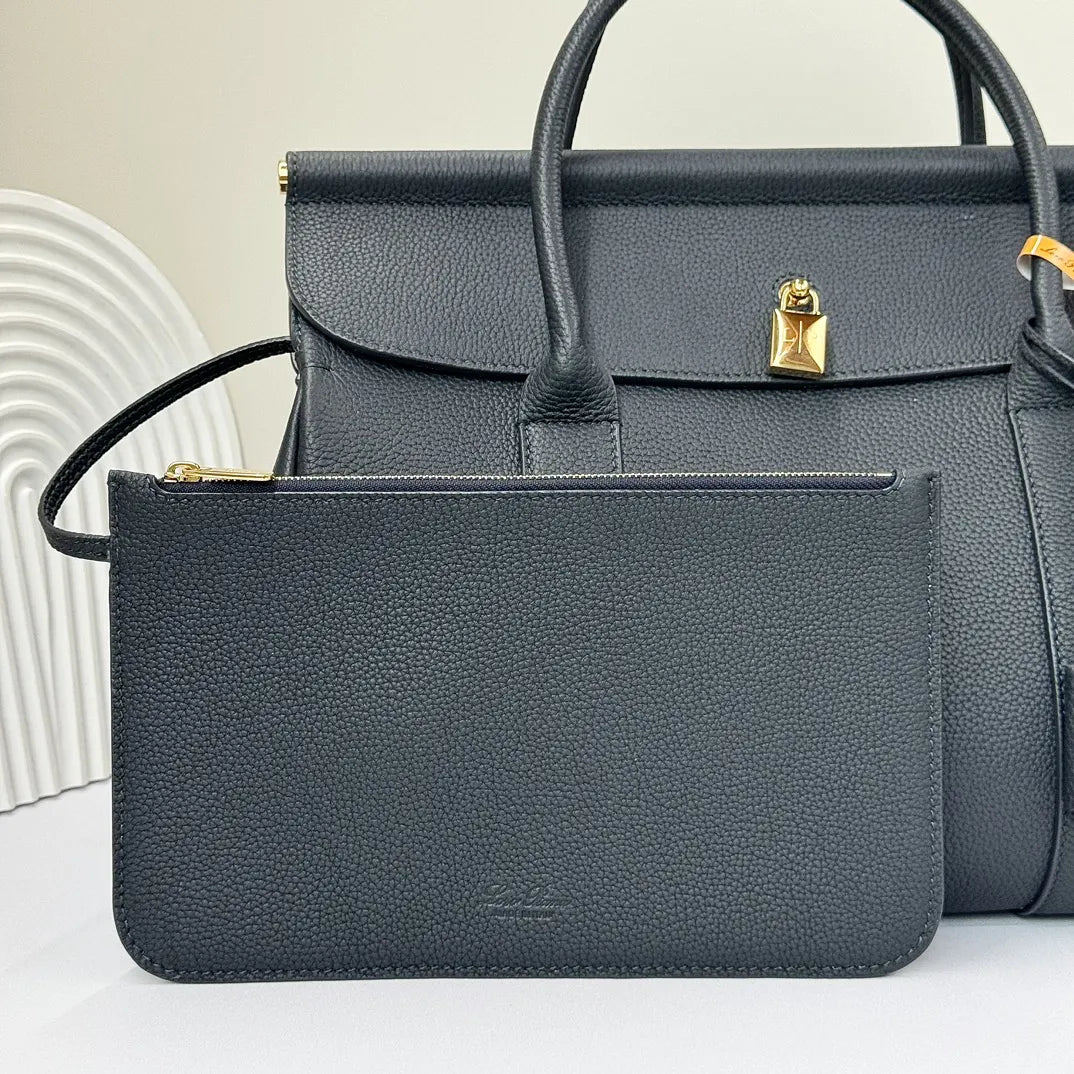Loro Piana Navy Boston Bag - Hình 4
