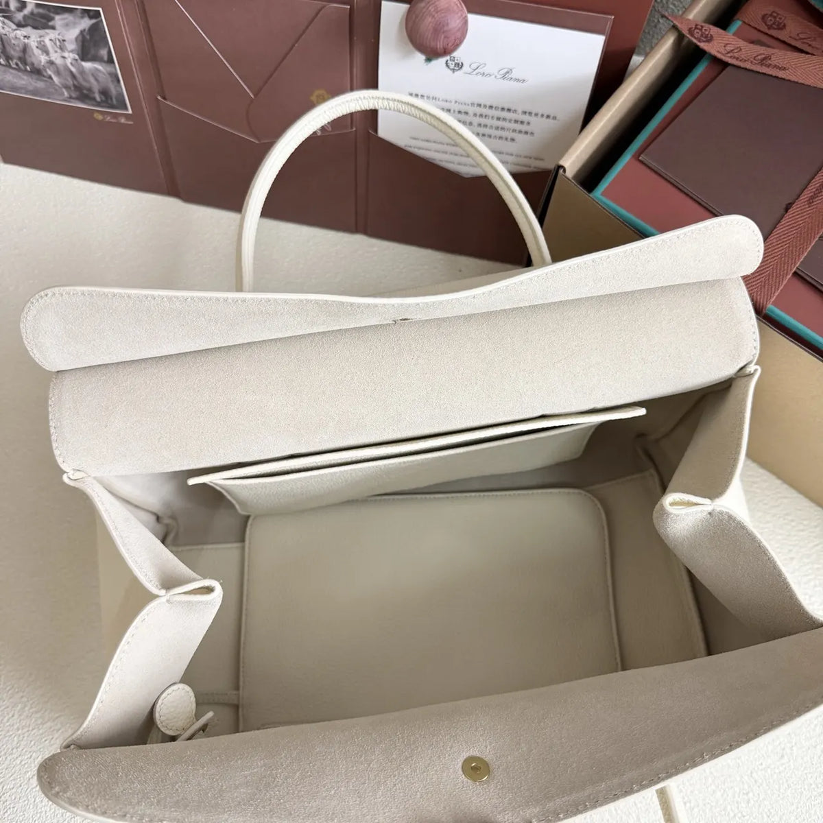 Loro Piana Cream Galea Bag - Hình 9