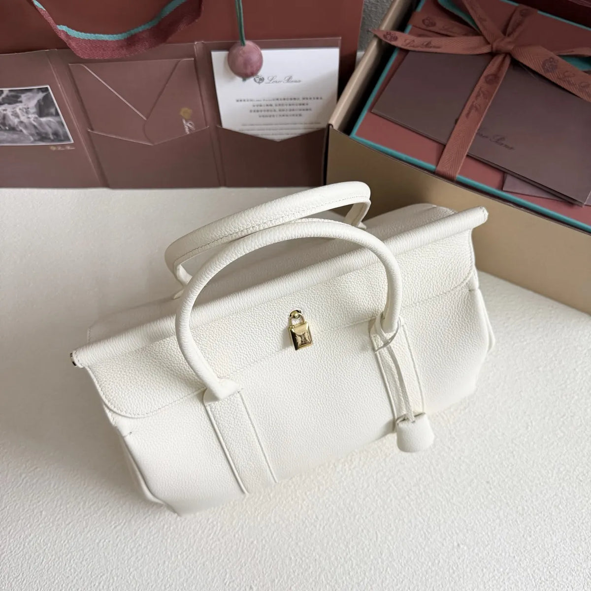 Loro Piana Cream Galea Bag - Hình 5