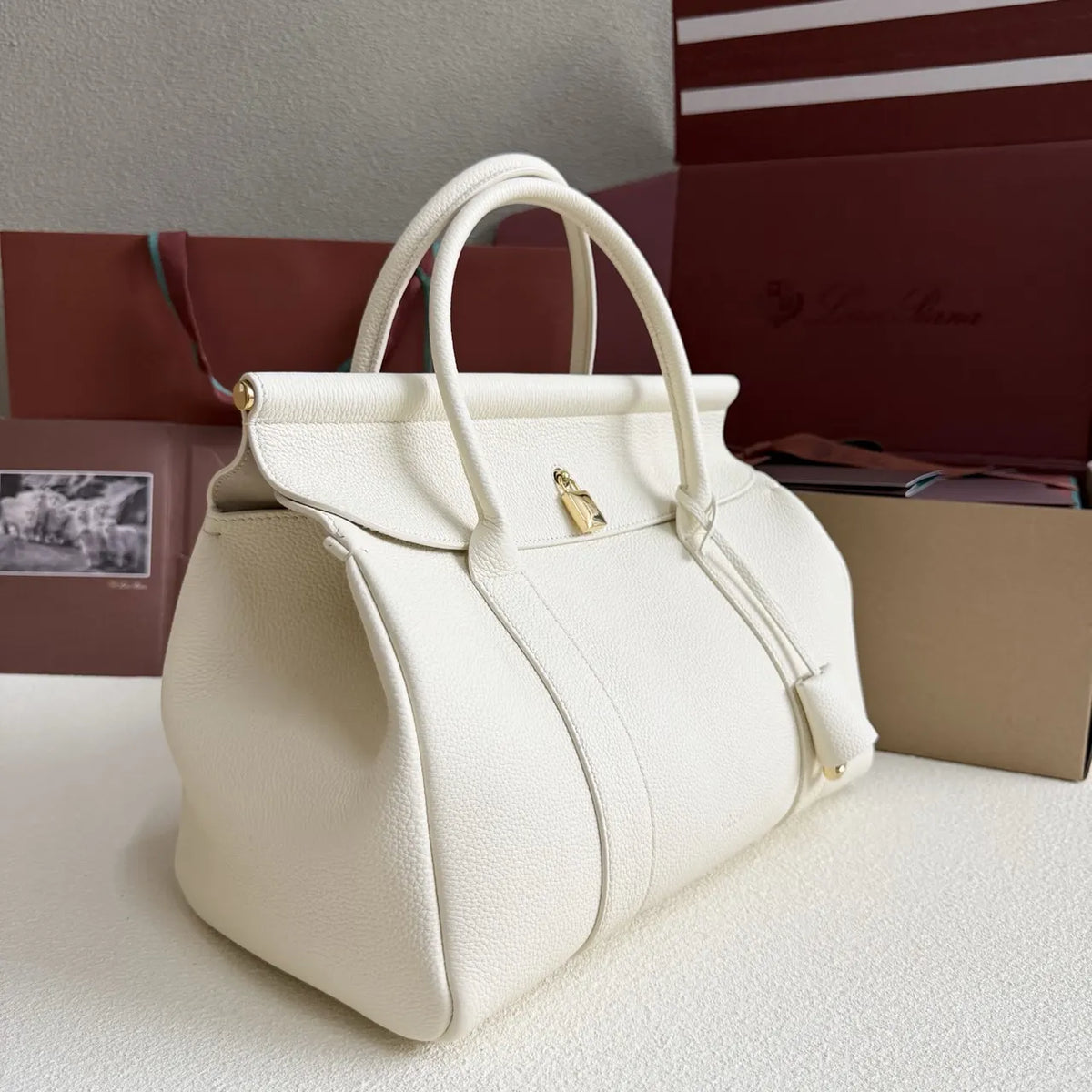 Loro Piana Cream Galea Bag - Hình 3