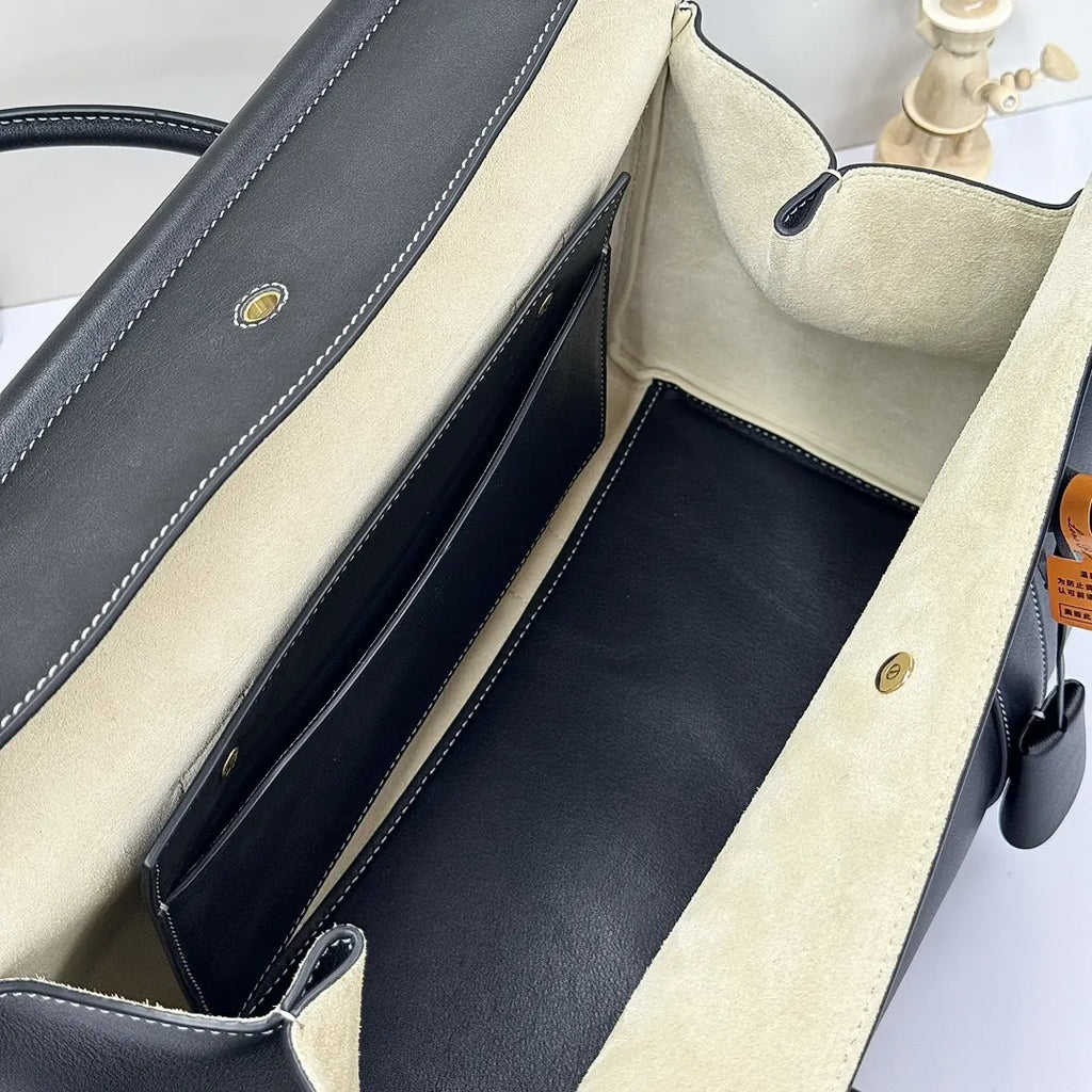 Loro Piana Black Leather Boston - Hình 8