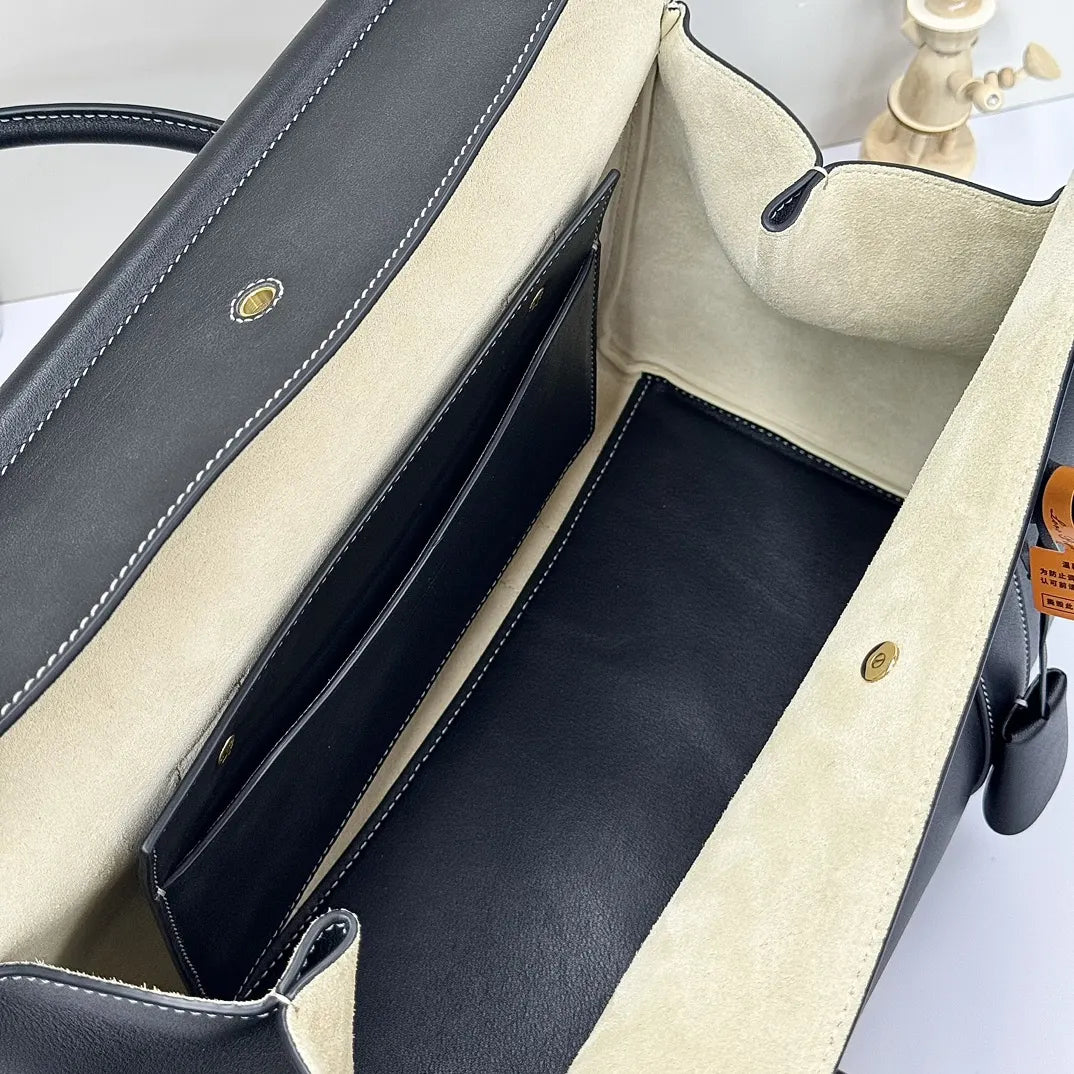 Loro Piana Black Leather Boston - Hình 8