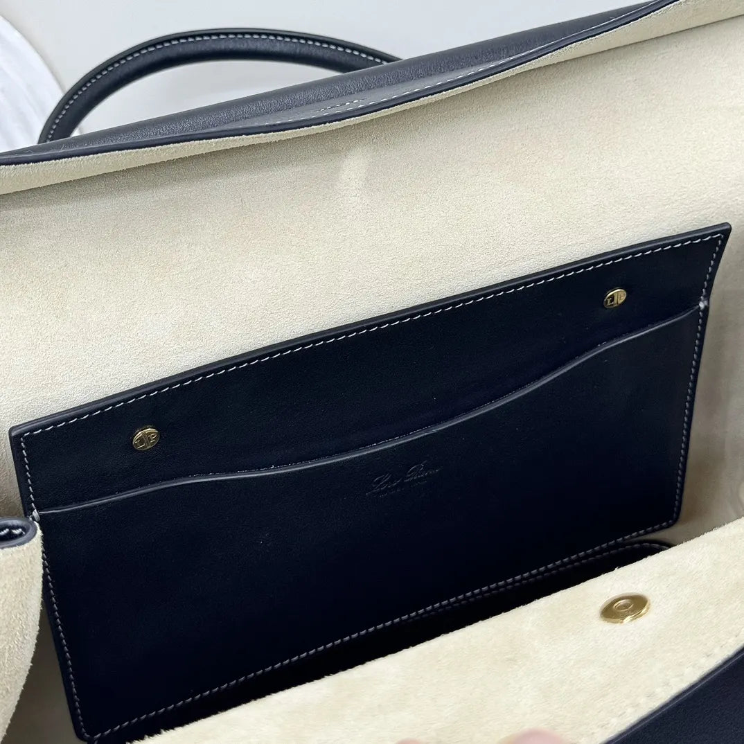 Loro Piana Black Leather Boston - Hình 7