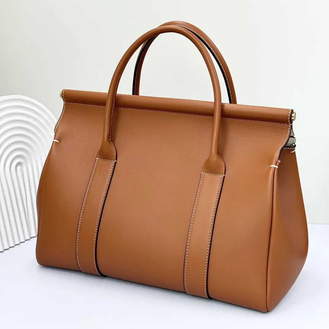 Loro Piana Caramel Leather Trunk Bag - Hình 2