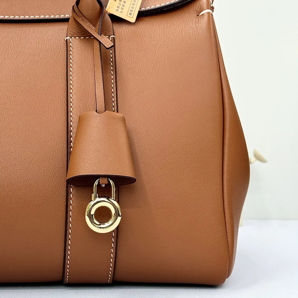 Loro Piana Caramel Leather Trunk Bag - Hình 7