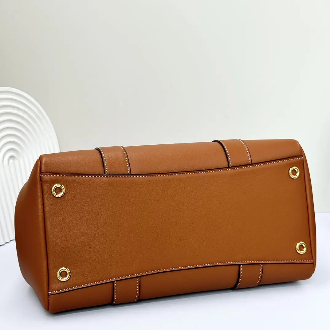 Loro Piana Caramel Leather Trunk Bag - Hình 4