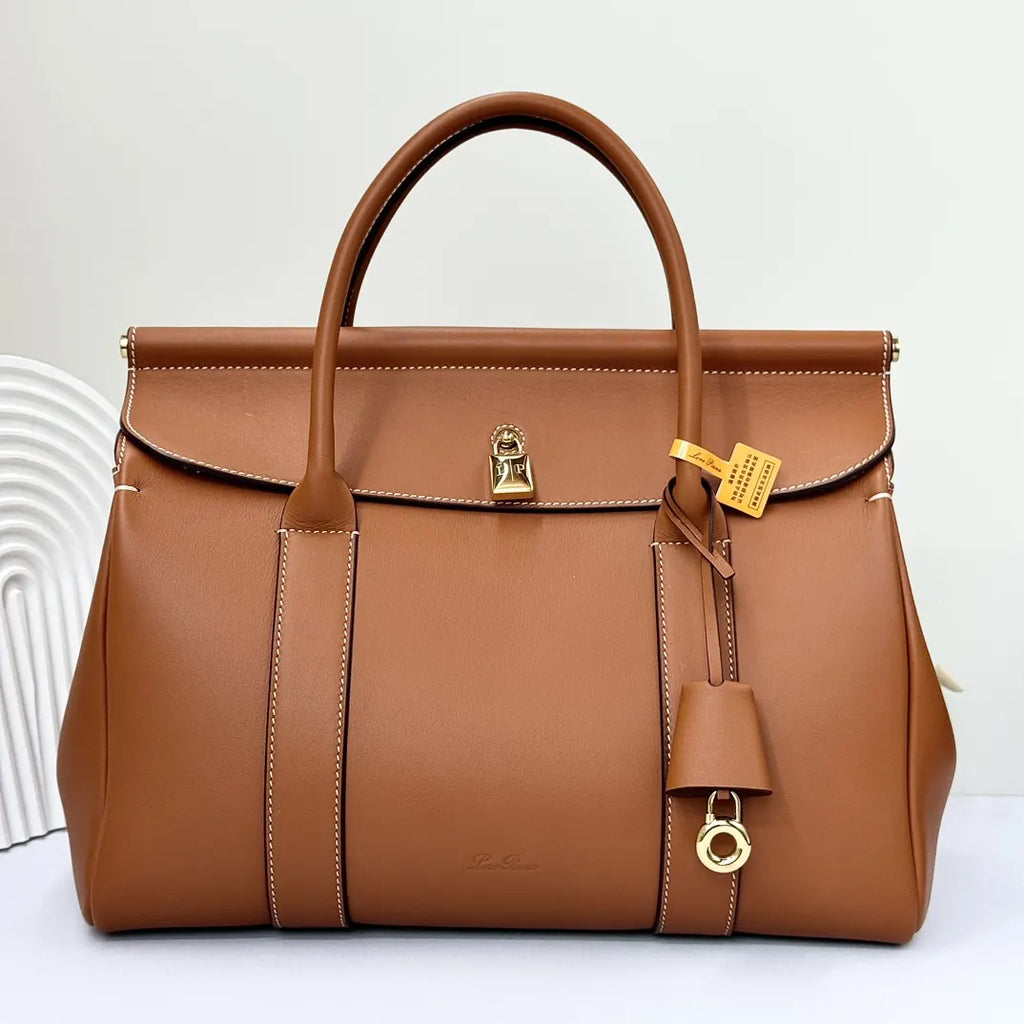 Loro Piana Caramel Leather Trunk Bag