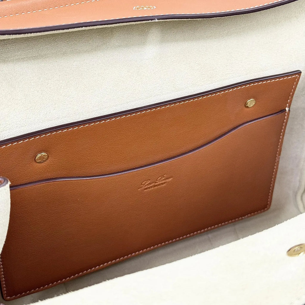 Loro Piana Caramel Leather Trunk Bag - Hình 8