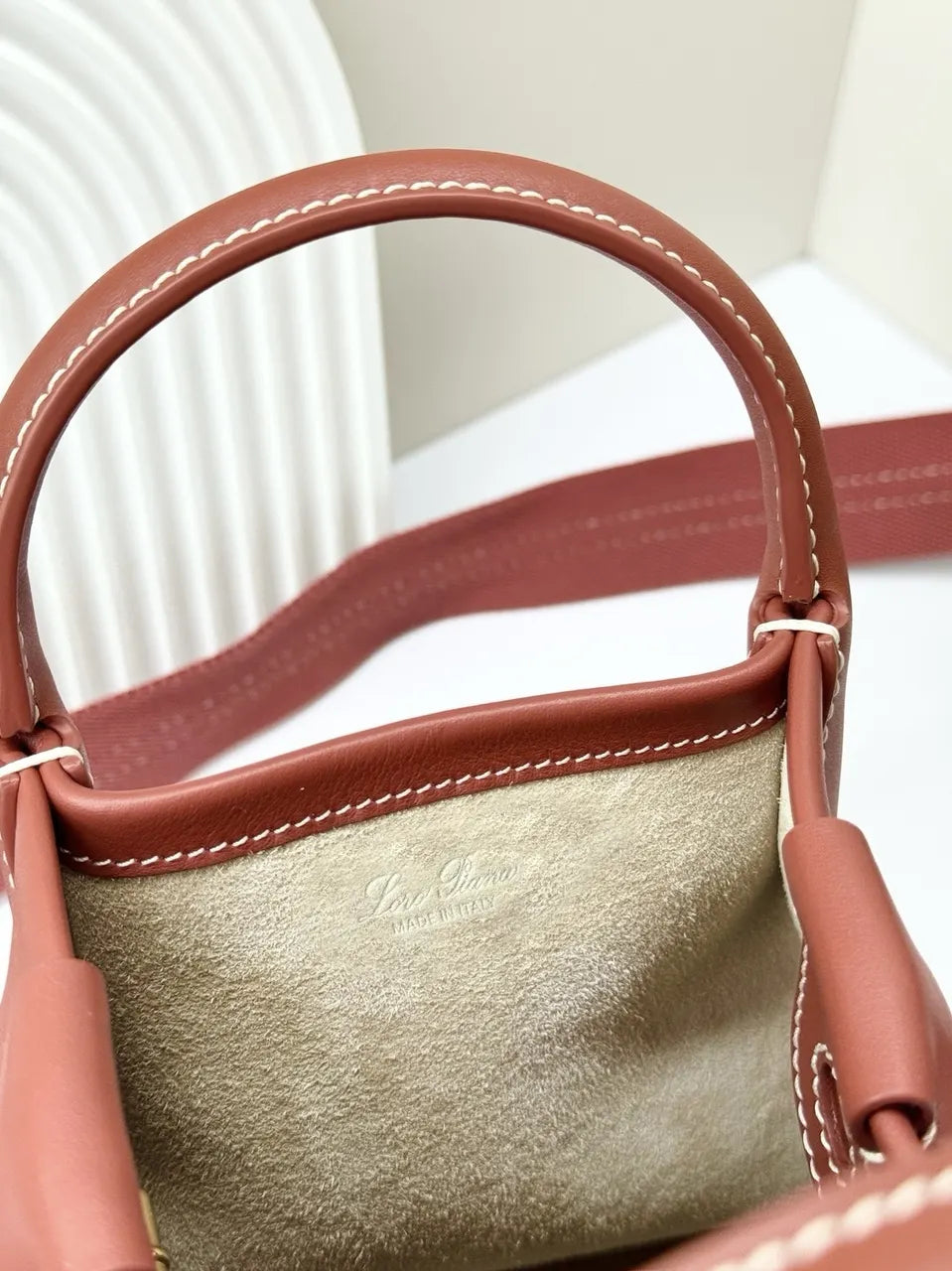 Loro Piana Sienna Brown Bucket Bag - Hình 7