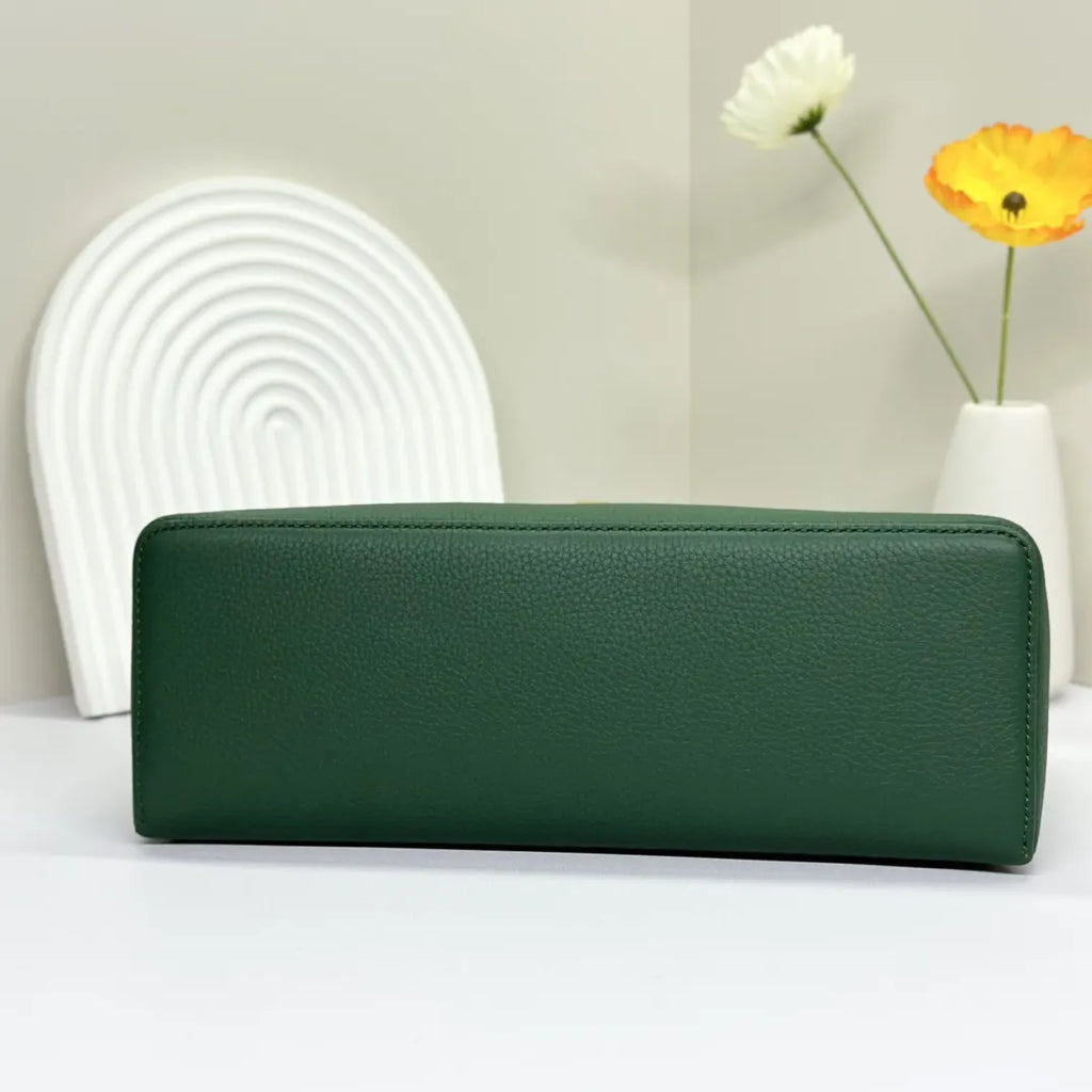 Loro Piana Green Leather Top Handle - Hình 4