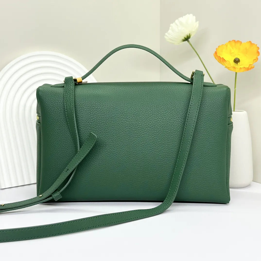 Loro Piana Green Leather Top Handle - Hình 3