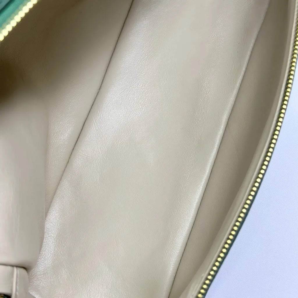 Loro Piana Green Leather Top Handle - Hình 9